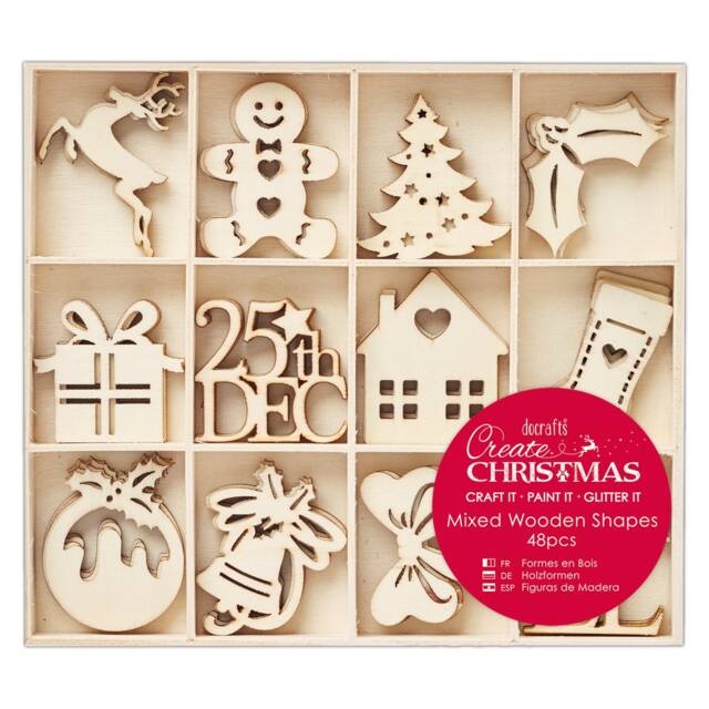 48 Ice Crystal Christmas Tree Pendants Wooden Sayings Gingerbread Man