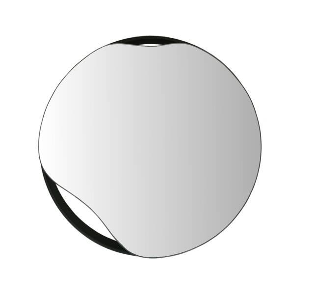 Black Round Mirror 19.7 in - 50 cm Modern Irregular Shape Bathroom - image 1