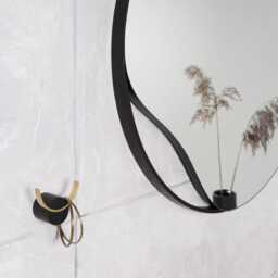 Black Round Mirror 19.7 in - 50 cm Modern Irregular Shape Bathroom - thumbnail 3
