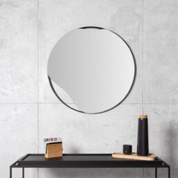 Black Round Mirror 19.7 in - 50 cm Modern Irregular Shape Bathroom - thumbnail 2