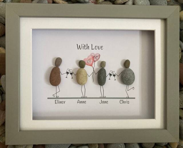 Birthday Pebble Art. Personalised Birthday Gift. Friend Picture - image 1