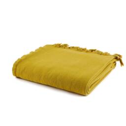 55''83'' Mustard Stonewashed Turkish Cotton Throw Blanket, Blanket Couch, Couch Cover, Bed Spread, Porch Cozy - thumbnail 2
