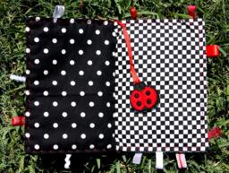 High-Contrast Black & White Baby Book Sensory Crinkle Toy With Red Tags - thumbnail 1