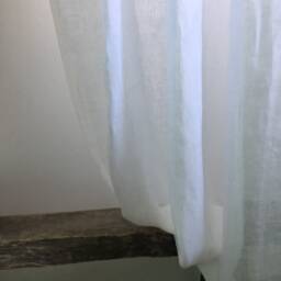White Sheer Linen Curtain, Tab Top Style, Extra Long Panel - thumbnail 3