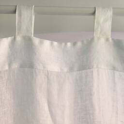 White Sheer Linen Curtain, Tab Top Style, Extra Long Panel - thumbnail 2