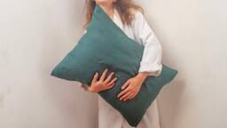 Emerald Green Linen Pillowcase - New Home Owner Gift Envelope Closure Natural Organic Softened