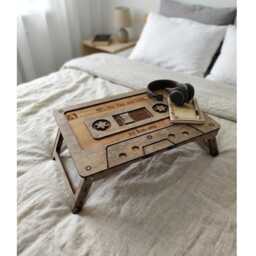 Personalized Cassette Tape Coffee Table, Folding Bed Tray, Custom Mixtape Table - thumbnail 1