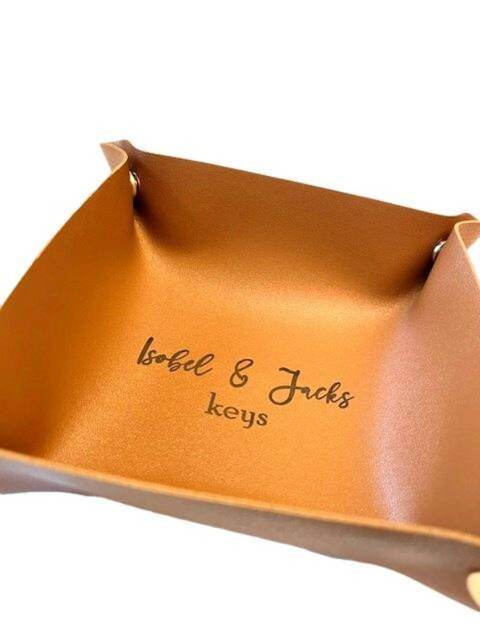 Personalised Valet Tray, Fathers Day, Custom Storage Mens Useful Birthday Gifts, Vegan Leather Gift For Dads, Catchall Bits & Bobs - image 1