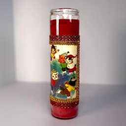 Custom Made Kitsch Kitty Cat On Skates Vintage Inspired Prayer Candle - thumbnail 3