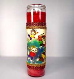 Custom Made Kitsch Kitty Cat On Skates Vintage Inspired Prayer Candle - thumbnail 1