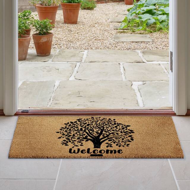 Large Doormat With Tree Of Life - Coir Door Mat Welcome Rug - image 1
