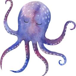 Sleepy Octopus Wall Decal Ocean Sea Life Removable Fabric Sticker - thumbnail 2
