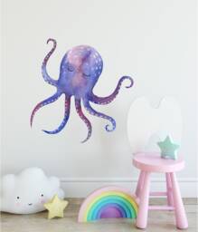 Sleepy Octopus Wall Decal Ocean Sea Life Removable Fabric Sticker