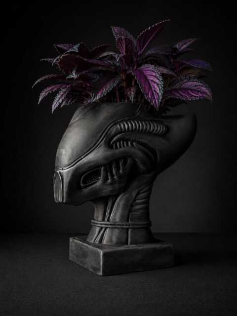 xenophyte Alien Head Planter - Cast Stone Sci Fi Plant Pot Handmade UK - image 1