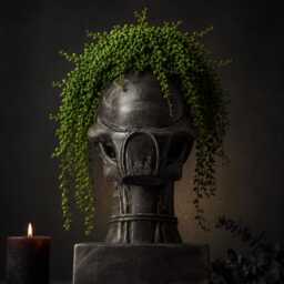 xenophyte Alien Head Planter - Cast Stone Sci Fi Plant Pot Handmade UK - thumbnail 2