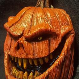 Evil Pumpkin Sculpted Magnet Hand Painted - thumbnail 3