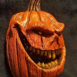Evil Pumpkin Sculpted Magnet Hand Painted - thumbnail 2