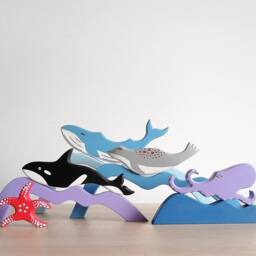 Handmade Wooden Sea Animal Toys Montessori Puzzle Gift Set - thumbnail 3