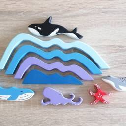 Handmade Wooden Sea Animal Toys Montessori Puzzle Gift Set - thumbnail 2
