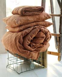 4-Piece Tobacco Linen Bedding Set Soft Wrinkled Texture - thumbnail 1
