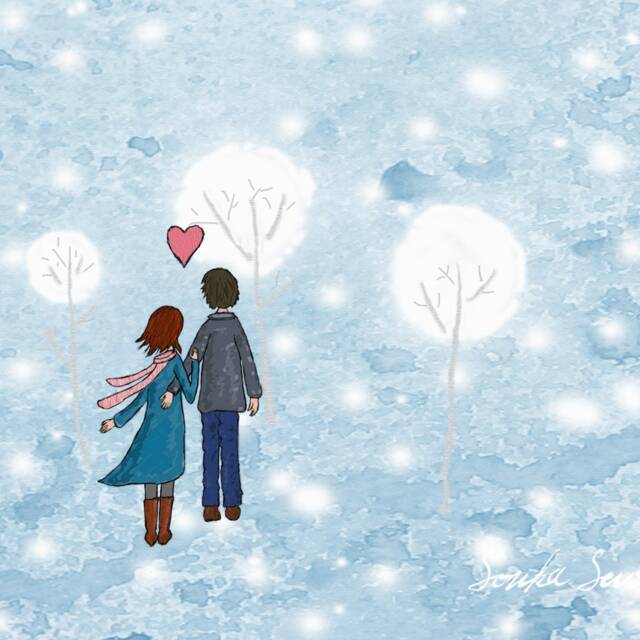 Couple in Love Print - 3 Different Sizes - Valentine's Day Gifts Gift For Him Art - image 1