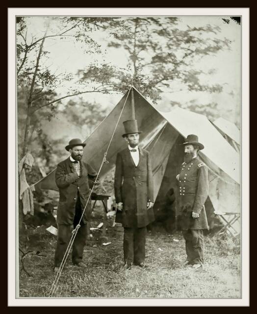 Vintage Historic Reproduction Photo Allan Pinkerton, Abraham Lincoln & General John A. Mcclernand Circa 1860's Civil War Unframed