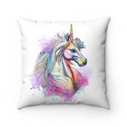 Magical Unicorn Spun Polyester Square Pillow Perfect For The Lovers Room - thumbnail 1