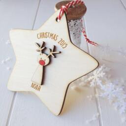 Rudolf Christmas Tree Decoration - Personalised Tree Decoration Keepsake Christmas - thumbnail 2