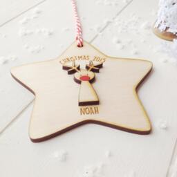 Rudolf Christmas Tree Decoration - Personalised Tree Decoration Keepsake Christmas - thumbnail 3