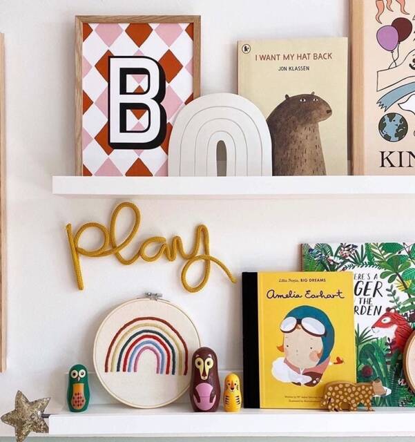 Custom Color Rainbow Embroidery Hoop Handmade Nursery Wall Art - image 1