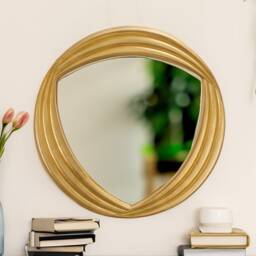 Modern Style Round Wall Mirror Gold Leaf ?? 80 cm - Made in Italy Golden Entryway Circle Mirror Italian Home Design Item # 5094 - thumbnail 3
