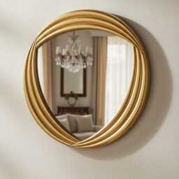 Modern Wall Mirror, Round Gold Leaf Made in Italy, Entrance Italian For Entrance, Bedroom - thumbnail 4
