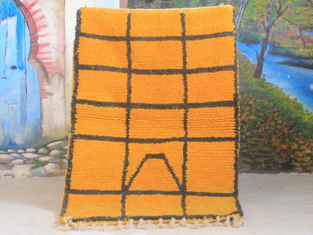 Moroccan Rug, Custom Fabulous Boujad Authentic, Azilal Yellow Carpet - image 1