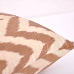 Brown Chevron Ikat Pillow Cover, Silk Cotton Cushion - 20x20 - thumbnail 3