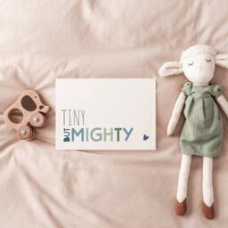 Tiny But Mighty Print, Boys Nursery Bedroom Decor, Playroom Prints, Wall Art, Muted Blue Quotes, Home Decor - thumbnail 3