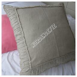 Linen Ruched Euro Pillow Sham - Shabby Chic Decorative Bedding Standard Queen King 26x26 20x26 20x36