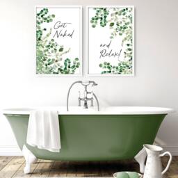 Spa Decor, Home Decor Bathroom Set Of 2 Art, Bathroom Wall Botanical Bathroom, Relax Sign Bathroom, Relaxation Gift - thumbnail 2