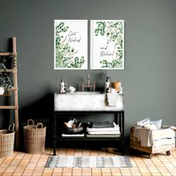 Spa Decor, Home Decor Bathroom Set Of 2 Art, Bathroom Wall Botanical Bathroom, Relax Sign Bathroom, Relaxation Gift - thumbnail 1