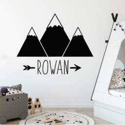 Mountain Wall Decal For Nursery, Woodland Nursery Decor, Kids Name Sign Wall, Boys Room Art, Boho Decor Bedroom - thumbnail 3
