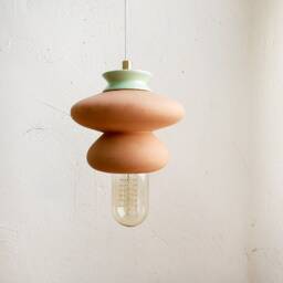 Terracotta Lamp, Pendant Ceramic Unique Lighting, Terra Cotta Hanging Light Fixture - thumbnail 2