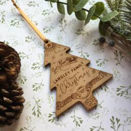 Personalised Santa Claus Wooden Christmas Tree Decoration Family Gift - thumbnail 3