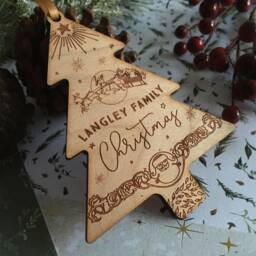 Personalised Santa Claus Wooden Christmas Tree Decoration Family Gift - thumbnail 2