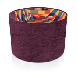 Recycled Damson Purple Brushed Linen With Bauhaus Red Or Pink Interior Style Cylinder/Drum Lampshades Pendant Shade Table - thumbnail 3