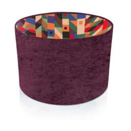 Recycled Damson Purple Brushed Linen With Bauhaus Red Or Pink Interior Style Cylinder/Drum Lampshades Pendant Shade Table - thumbnail 2