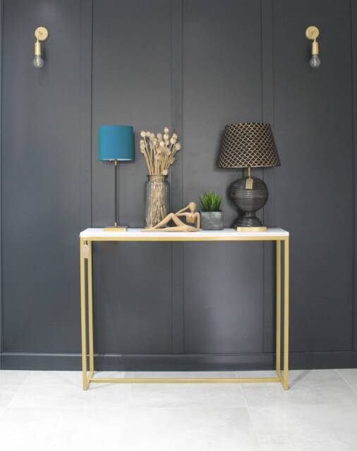Console Table Mild Steel Framed Sideboard Radiator Cover With Stone Worktop - image 1
