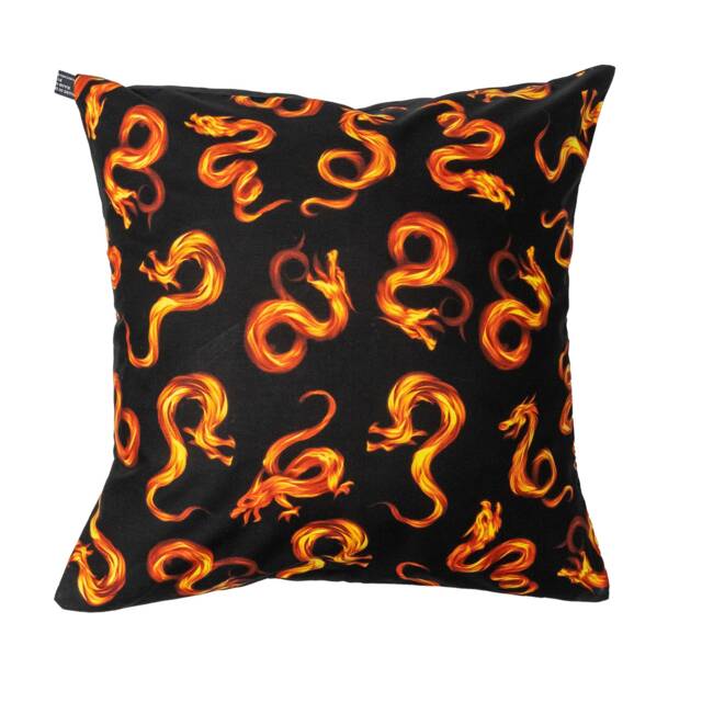 Flaming Chinese Dragon Cushion Cover Fits 18