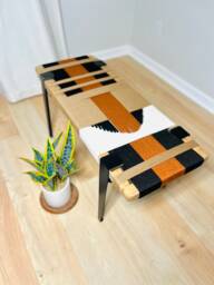 Hand-Woven Entryway Bench Mcm Style End Of Bed & Mudroom Seating - Custom-Made, Multiple Sizes - thumbnail 1