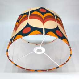 Retro Orange Floral Fabric Handmade Drum Lampshade - thumbnail 2