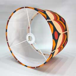 Retro Orange Floral Fabric Handmade Drum Lampshade - thumbnail 3