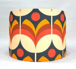 Retro Orange Floral Fabric Handmade Drum Lampshade - thumbnail 1